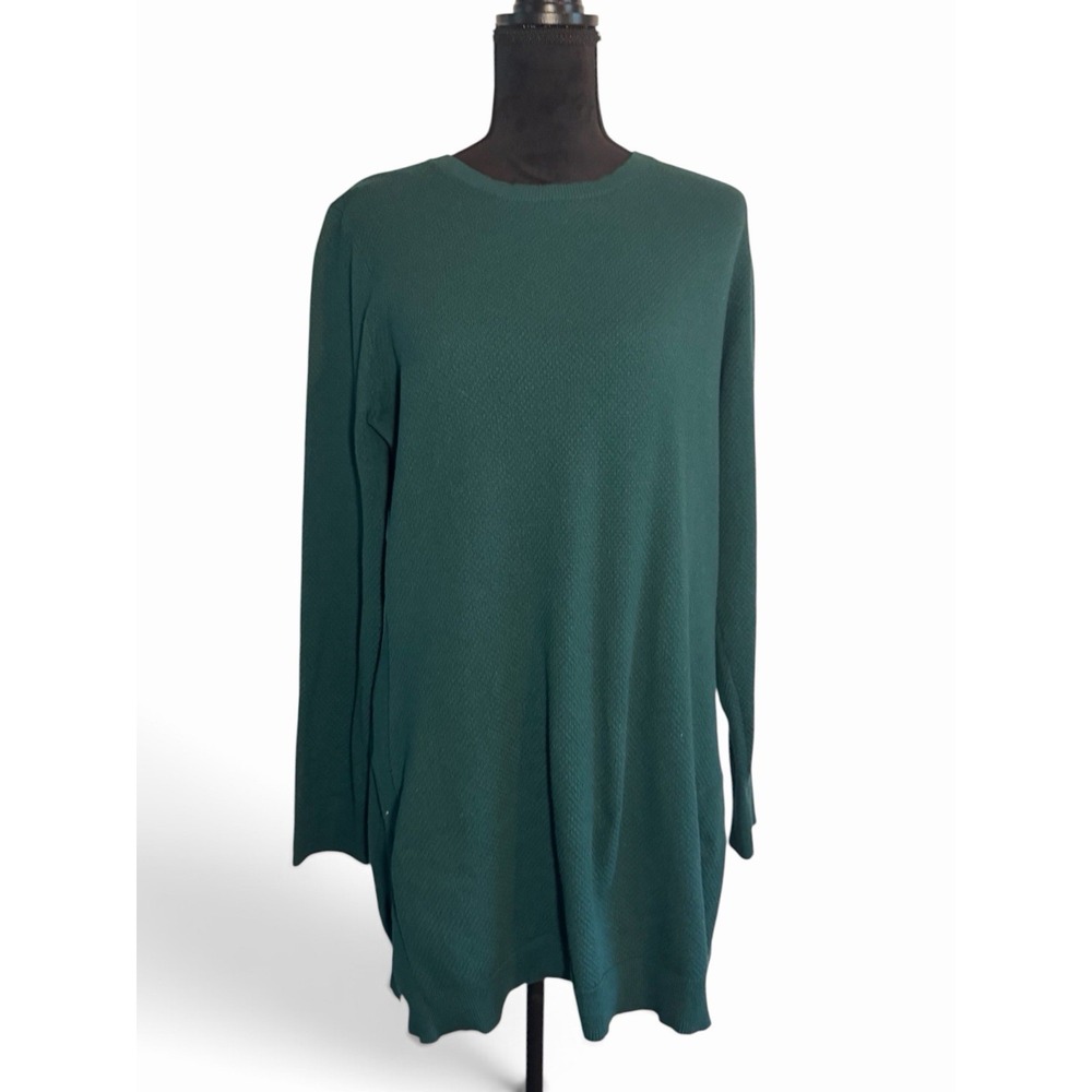 Duluth Trading Co Women's Green Knit Long Sleeve Sweater XL Cool Max Polyester